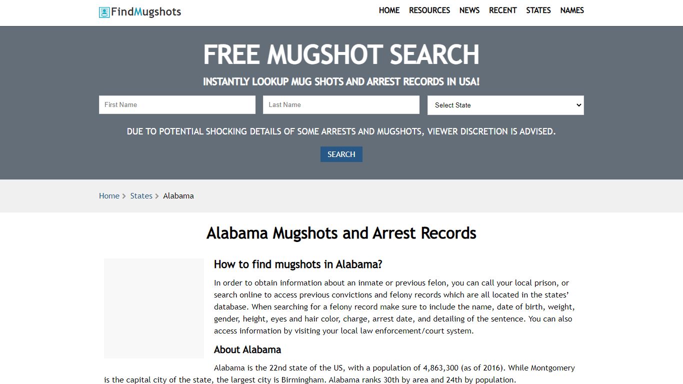 Find Alabama Mugshots - Find Mugshots